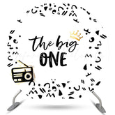 Lofaris The Big One Black Radio 1st Birthday Round Backdrop