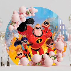 The Incredibles Round Backdrop For Superhero Kids Party Fun