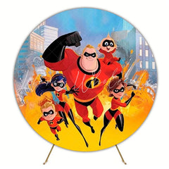 The Incredibles Round Backdrop For Superhero Kids Party Fun