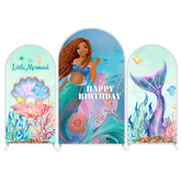 The Little Mermaid Happy Birthday Party Arch Backdrop Wall Cloth Cover