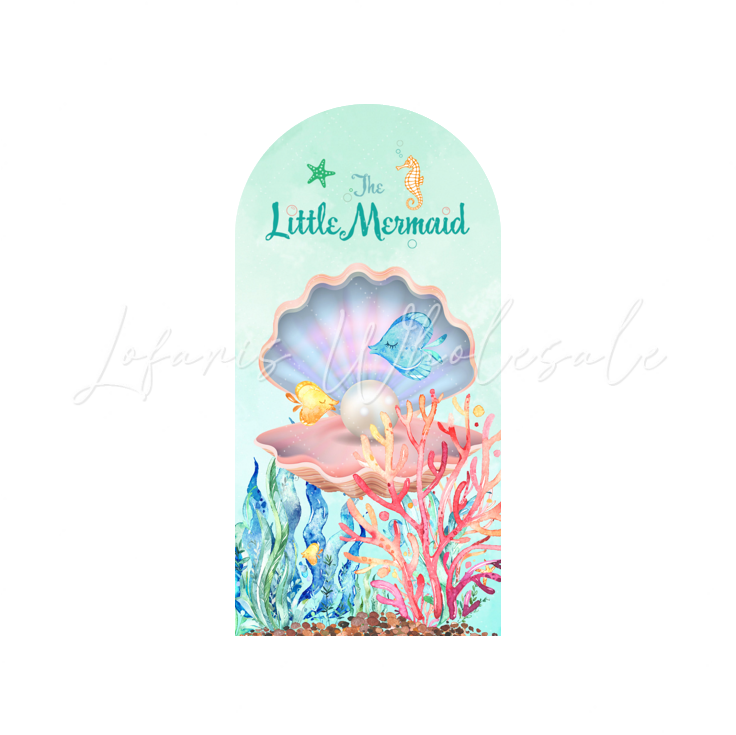The Little Mermaid Happy Birthday Party Arch Backdrop Wall Cloth Cover
