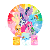 The Little Pony Birthday Party Round Backdrop Cover Plinth Cylinder Pedestal Cloth Cover