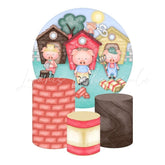 The Three Little Pigs Themed Round Backdrop and Cylinder Kit