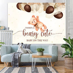 Lofaris Theres A Beary Cute Baby on the Way Shower Backdrop