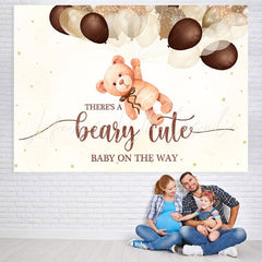 Lofaris Theres A Beary Cute Baby on the Way Shower Backdrop