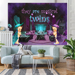 Lofaris They Are Magical Twins Purple Baby Shower Backdrop