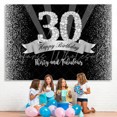 Lofaris Thirty and Fabulous Silver Bokeh 30th Birthday Backdrop
