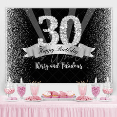 Lofaris Thirty and Fabulous Silver Bokeh 30th Birthday Backdrop
