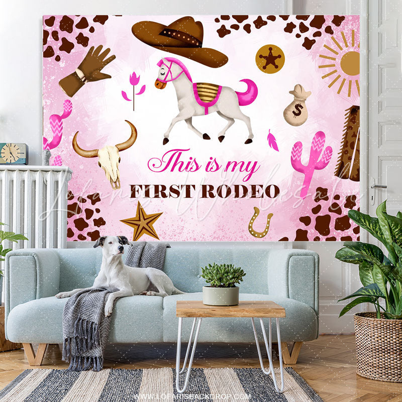 Lofaris This Is My First Redeo Cowgirl Birthday Backdrop