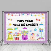Lofaris This Year Will Be Sweet Candy Purple Wooden Backdrop