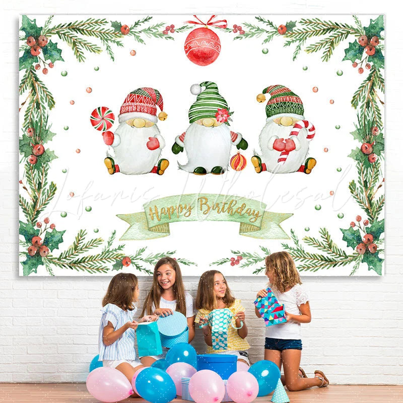 Lofaris Three Lovely Santas Christmas themed Birthday Backdrop