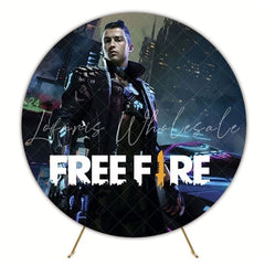 Thrilling Free Fire Round Backdrop For Exciting Gamer Party