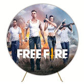 Thrilling Free Fire Round Backdrop For Gamer-Themed Party Celebration