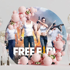 Thrilling Free Fire Round Backdrop For Gamer-Themed Party Celebration