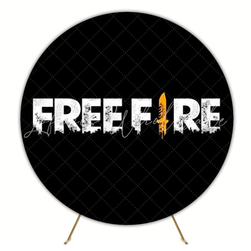 Thrilling Free Fire Round Backdrop For Gamers Party Celebration