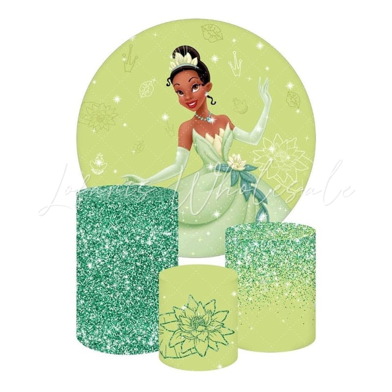 Tiana Princess Themed Round Backdrop and Cylinder Kit
