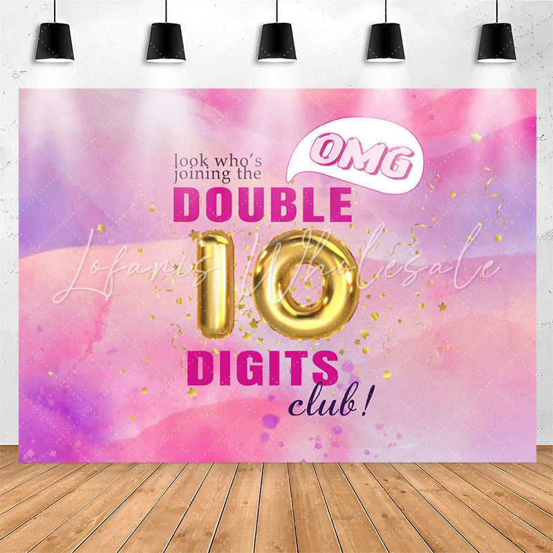 Lofaris Tie Dye Pink Double 10 Digits Club Birthday Backdrop