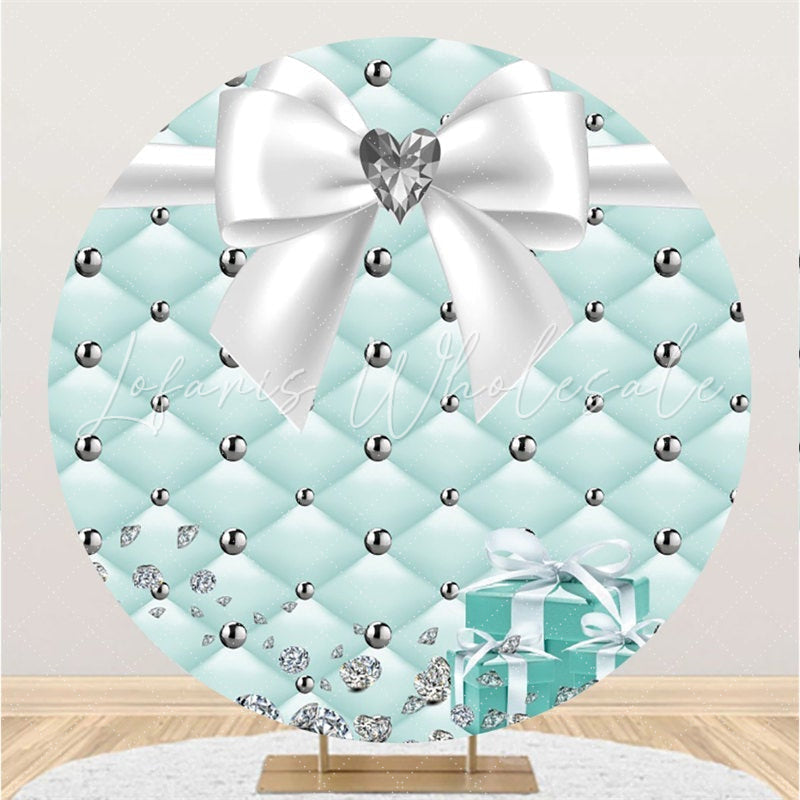 Lofaris Tiffany Blue White Diamond Lovely Bow Circle Backdrop