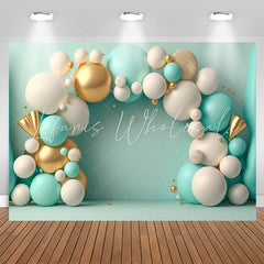 Lofaris Tiffany Blue White Golden Balloon Birthday Backdrop