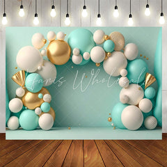 Lofaris Tiffany Blue White Golden Balloon Birthday Backdrop
