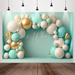 Lofaris Tiffany Blue White Golden Balloon Birthday Backdrop