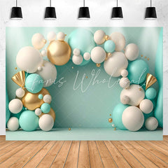 Lofaris Tiffany Blue White Golden Balloon Birthday Backdrop