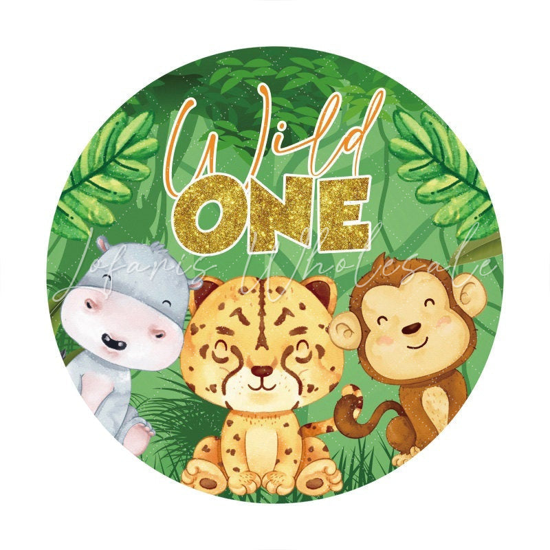 Lofaris Tigher And Monkey Wild One Circle Birthday Backdrop