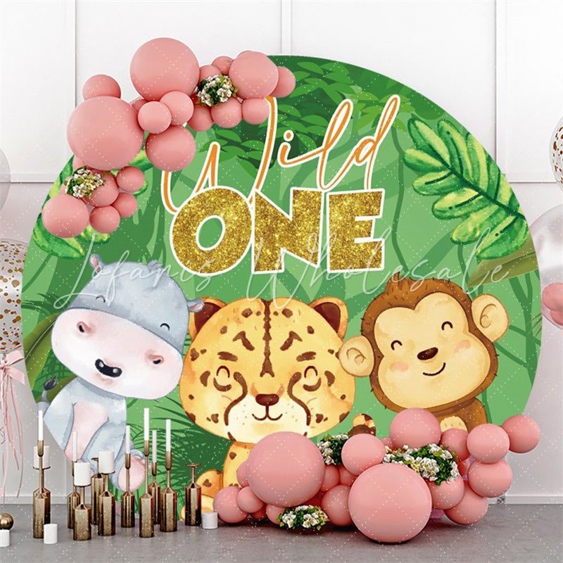 Lofaris Tigher And Monkey Wild One Circle Birthday Backdrop