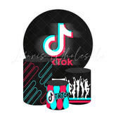 TikTok Themed Round Backdrop and Cylinders Kit for Parties