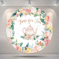 Lofaris Time For Tea Pink Floral Teapot Circle Backdrop