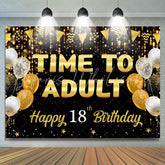 Lofaris Time To Adult Gold Black Bokeh 18 Birthday Backdrop