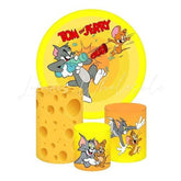 Tom and Jerry Themed Round Backdrop and Cylinders Kit