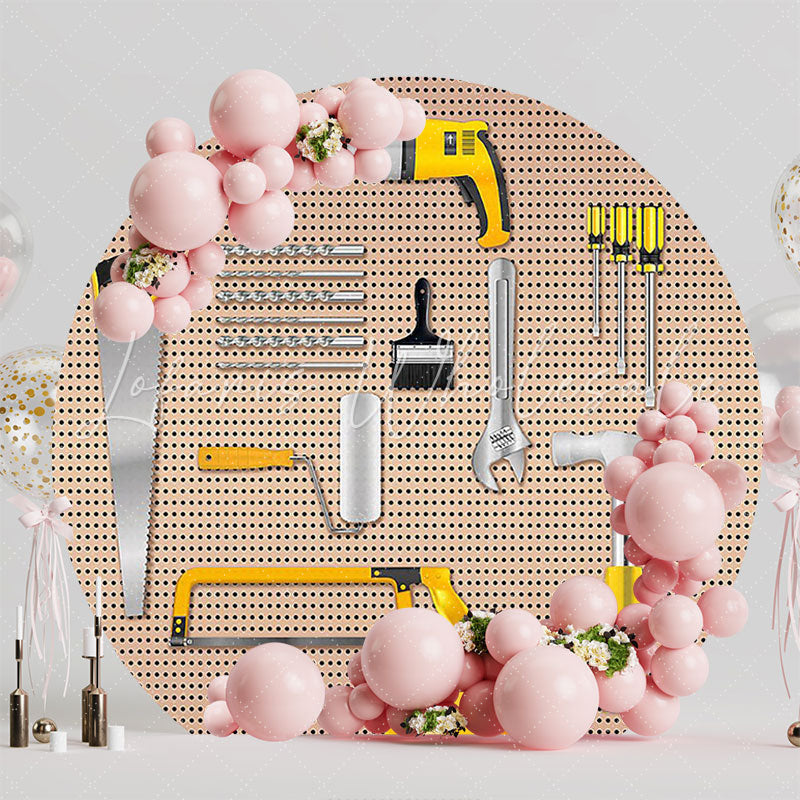 Tools Round Backdrop for Industrial Theme Celebration