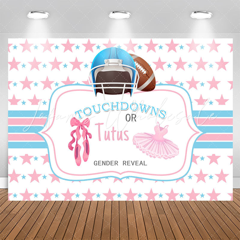 Lofaris Touchdown Or Tutu Blue Pink Gender Reveal Backdrop