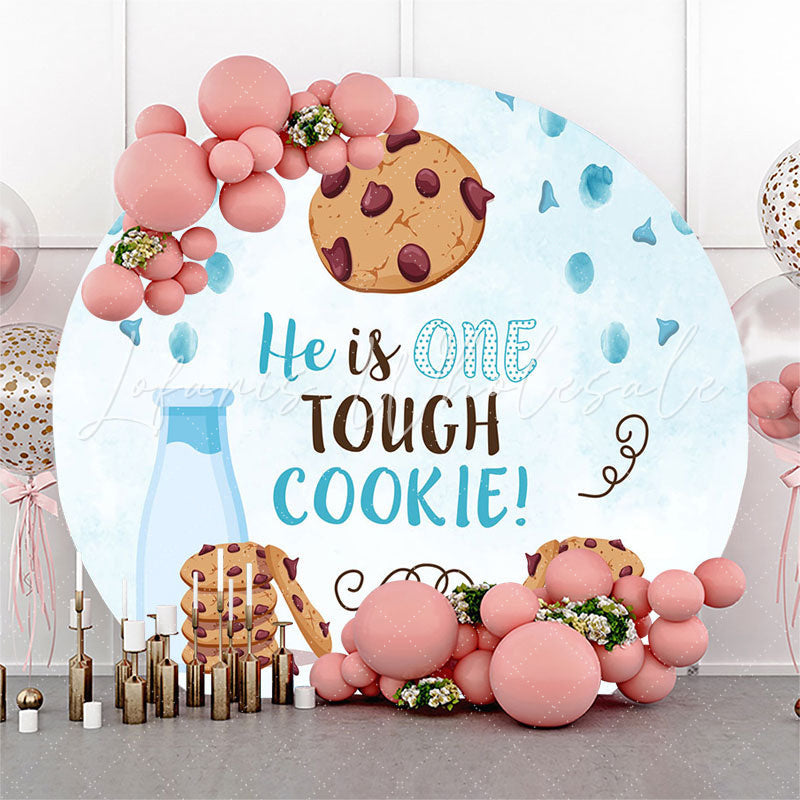 Lofaris Tough Cookie Light Blue Round 1st Birthday Backdrop