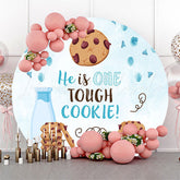 Lofaris Tough Cookie Light Blue Round 1st Birthday Backdrop