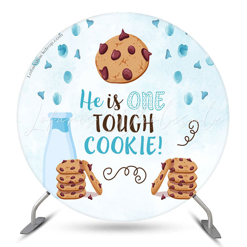 Lofaris Tough Cookie Light Blue Round 1st Birthday Backdrop