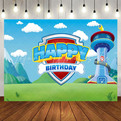 Lofaris Tower Grassland Blue Sky Happy Birthday Backdrop