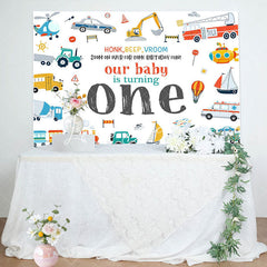 Lofaris Toy Car Our Baby Is Turning One Birthday Backdrop