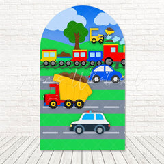 Toy Cars Playful Speed Arch Backdrop For Little Racer Party