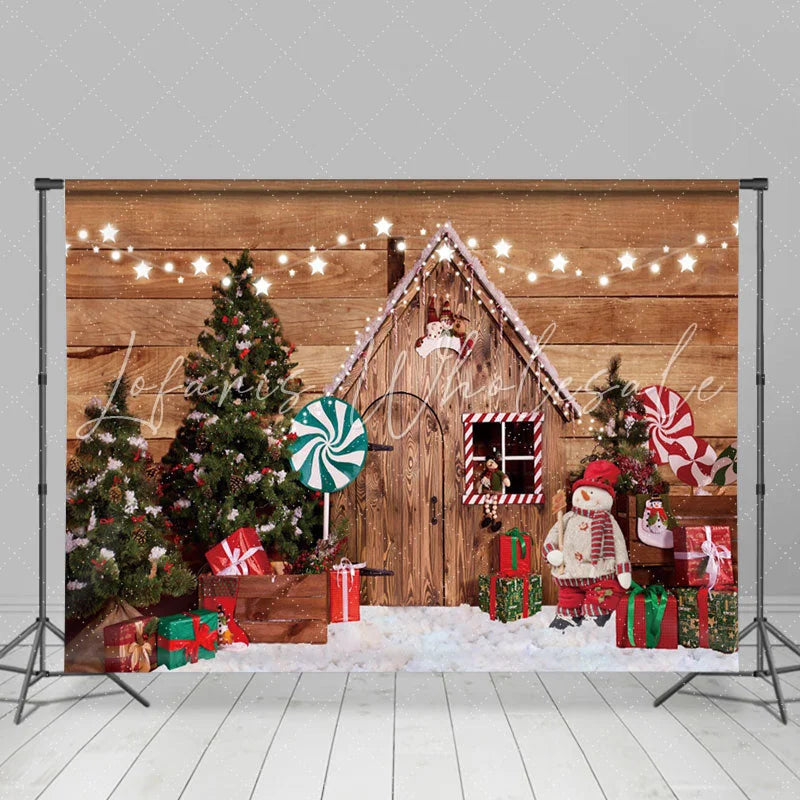 Lofaris Toy Doll Gifts Wood Door And Window Chrismas Backdrop