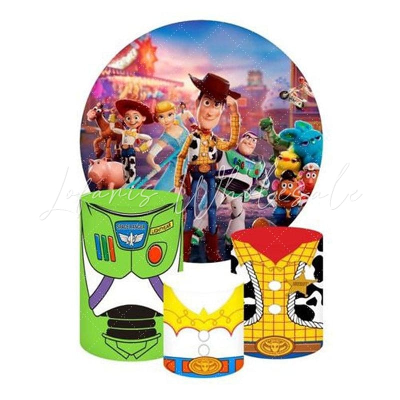 Toy Story Themed Round Backdrop and Cylinders Kit for Kids Events