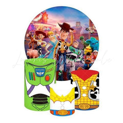 Toy Story Themed Round Backdrop and Cylinders Kit for Parties