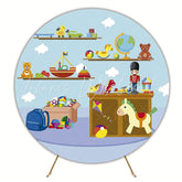 Toys in the Nursery Round Backdrop for Baby Room Decor