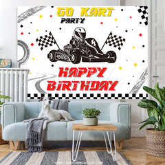 Lofaris Track Flag Happy Birthday Backdrop For Kart Party