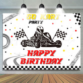 Lofaris Track Flag Happy Birthday Backdrop For Kart Party