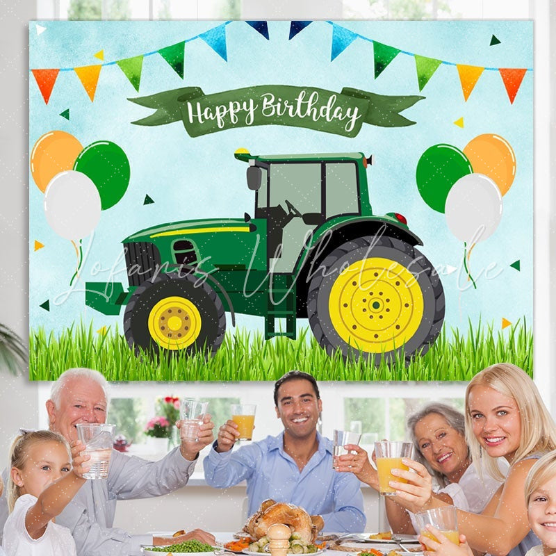 Lofaris Tractor Theme Birthday Photoshoot Backdrop for Boy