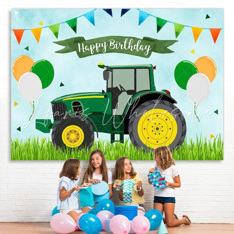 Lofaris Tractor Theme Birthday Photoshoot Backdrop for Boy