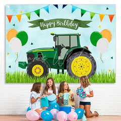 Lofaris Tractor Theme Birthday Photoshoot Backdrop for Boy