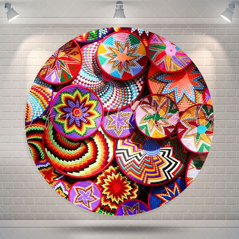 Lofaris Traditional Ethiopian Floral Pattern Circle Backdrop